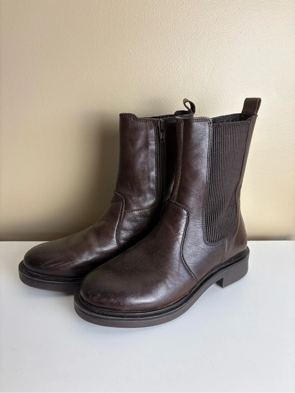 Alberto Torresi Brown Leather Zip Moto Ankle Riding Boots Size 37